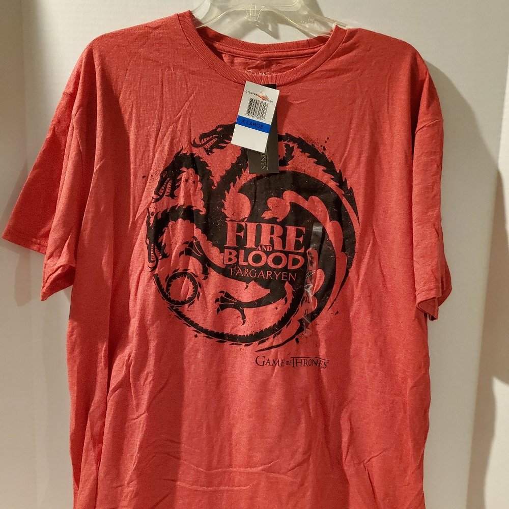 Game of Thrones Targaryen XL 2XL Fire and Blood Red Short Sleeve TShirt Tee-NEW